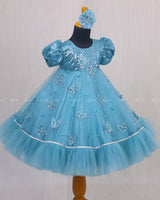 Baby Blue Dress with Sequence Yoke