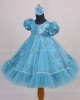 Baby Blue Dress with Sequence Yoke