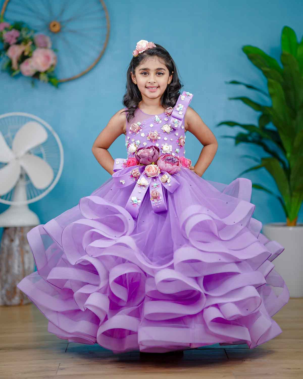 Ball Gown Flower Girl Dresses Mauve Color Lavender Kids Gown