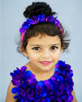 Rani Pink Pleated Gown with Rich Blue & Purple Flower Work
