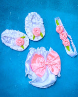 Pure White And Pestle Pink Combo Baptism Set.