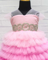 Pink Color Gradient High Low Layered Gown