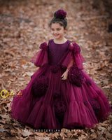 Designer Gown with Frill Flower frock online for kids