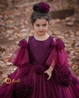 Designer Gown with Frill Flower frock online for kids