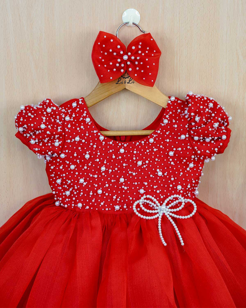 Kids Wine Red Twinkle Party Wear Frock Online Kids Party Wear