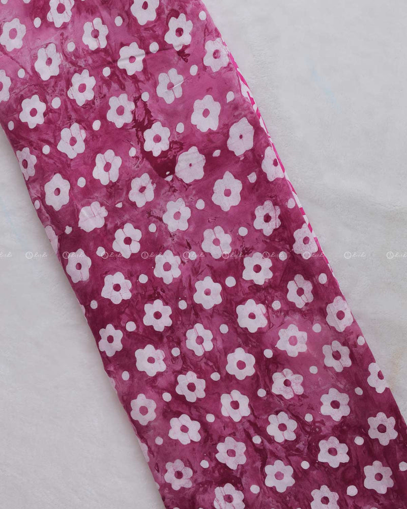 Purple and White Floral Print Cotton fabric