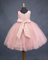 Peach and coral pink bow design gown