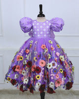 Lavender Royale Embroidery Ball Gown with Worked Net Yoke