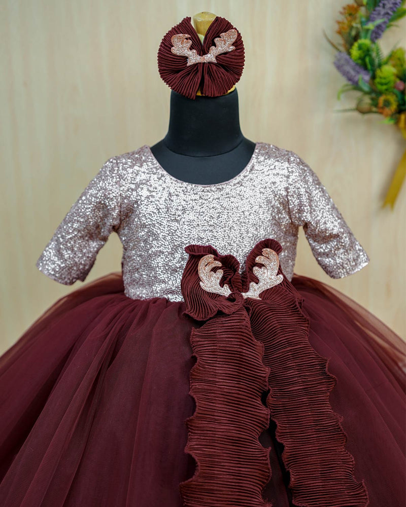 Light rose gold and burgundy combo frock
