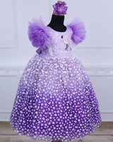 Lavender and Purple  Flamingo Theme Dress Highlighted With Handwork