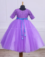 Lavender Full Gown with Detachable Belt in Blue Colour