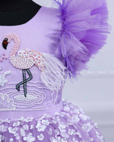 Lavender and Purple  Flamingo Theme Dress Highlighted With Handwork