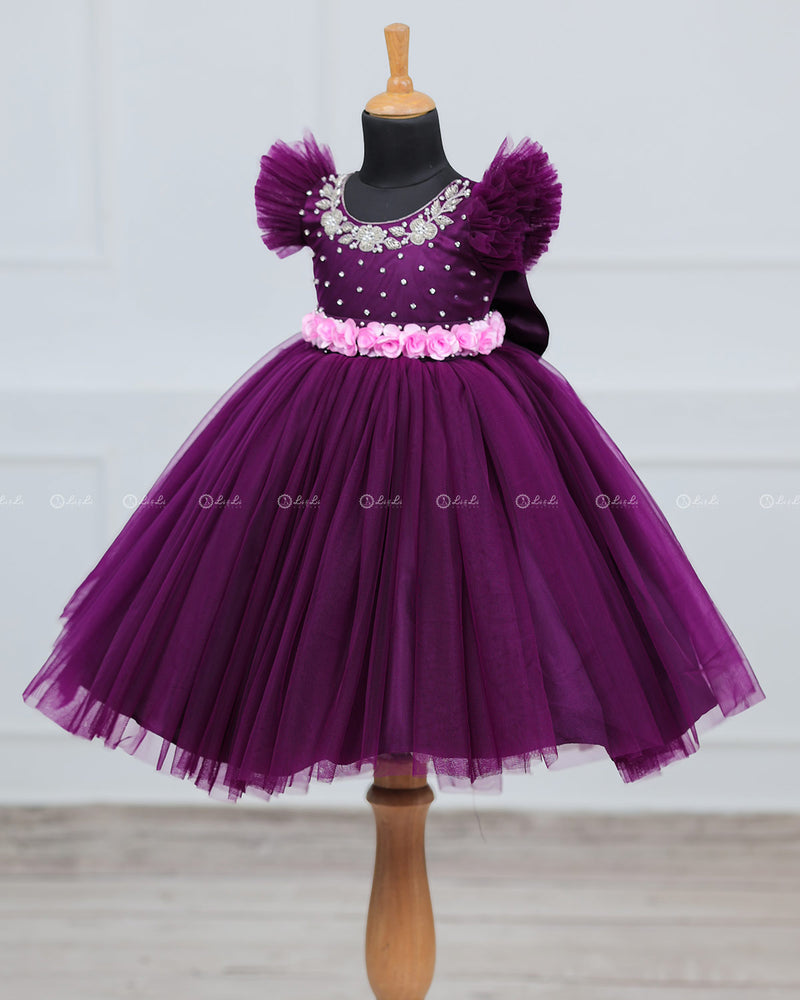 Plum Purple  and Baby Pink combo 2-in-1 gown