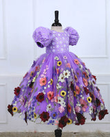 Lavender Royale Embroidery Ball Gown with Worked Net Yoke
