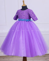 Lavender Full Gown with Detachable Belt in Blue Colour