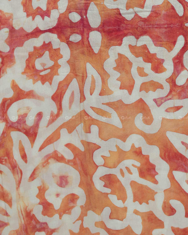 Red and Orange Floral Print Cotton Fabric