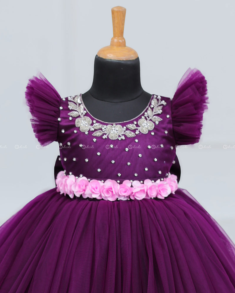 Plum Purple  and Baby Pink combo 2-in-1 gown