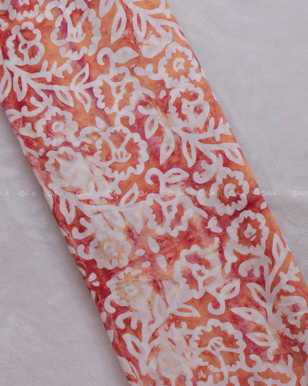 Red and Orange Floral Print Cotton Fabric