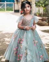 Pastel Powder Blue Gown with Intricate Handworks