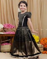 Black Brocade Ethnic Top and Skirt