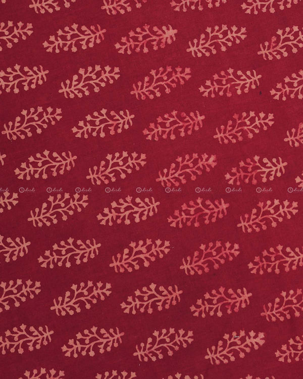 Red Leaf Printed Cotton Fabric