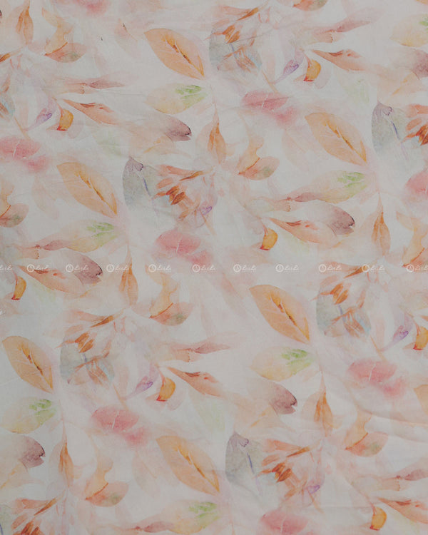 Dusty Peach Polyster Modal Printed Fabric.