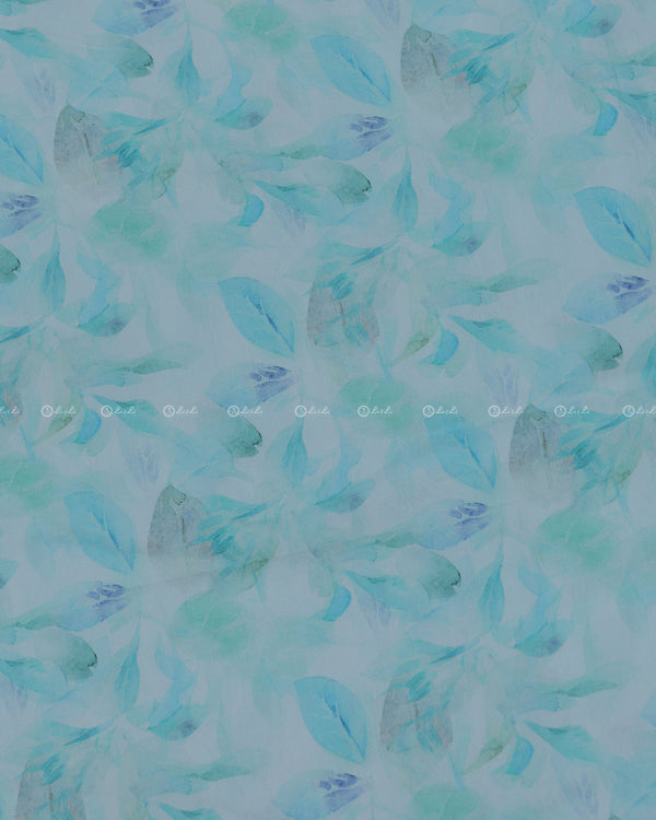 Aqua Blue Polyster Modal Printed Fabric.