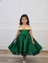 Dark Green Cold Shoulder Twirl Gown