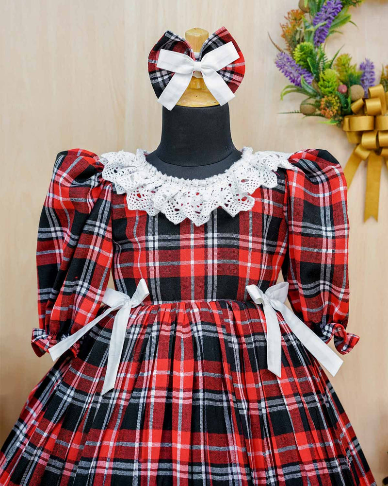 Red and black plaid simple frock