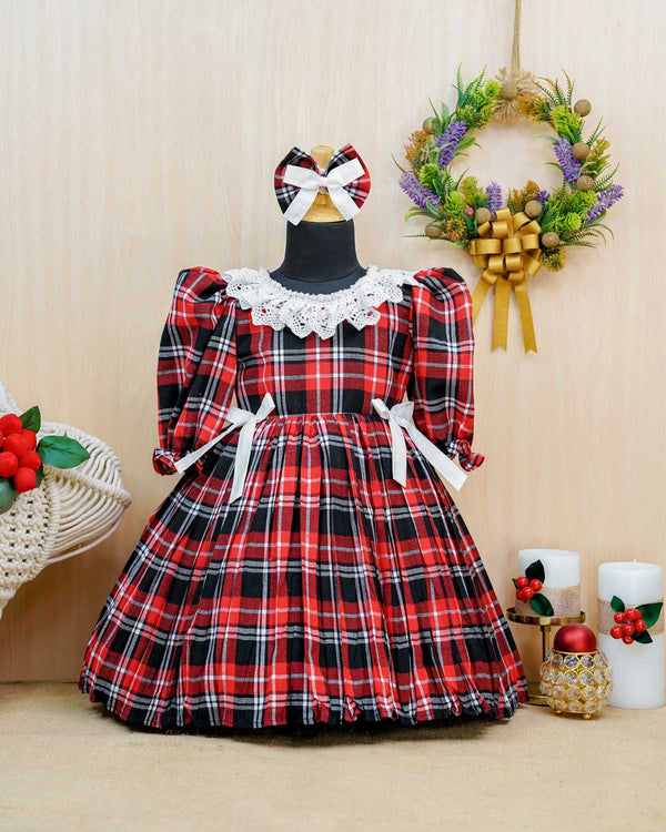 Red and black plaid simple frock
