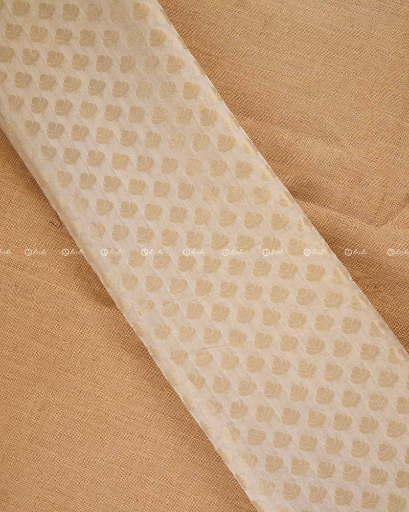 Ivory Chanderi Leaf Butta Fabric