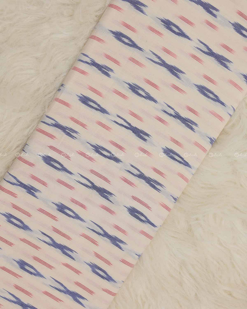 White Ikkat Cotton Fabric