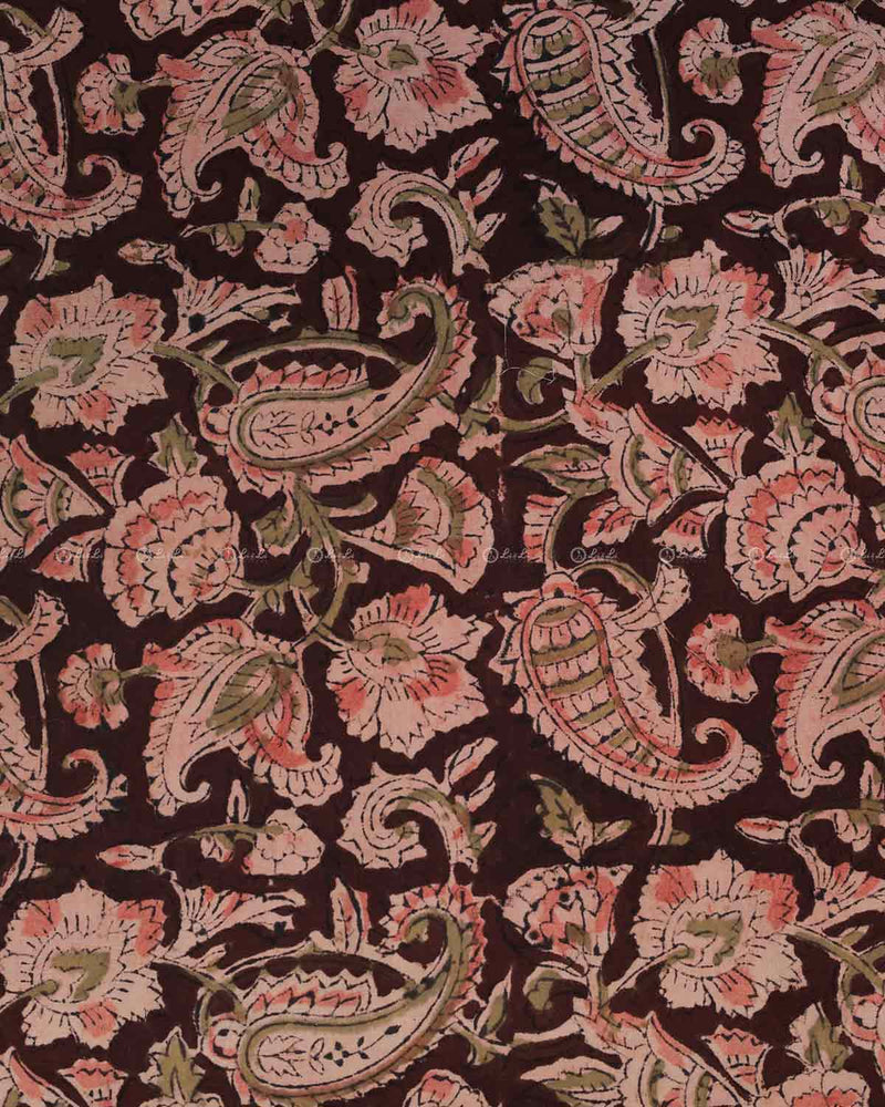 Burgandy Kalamkari print Fabric