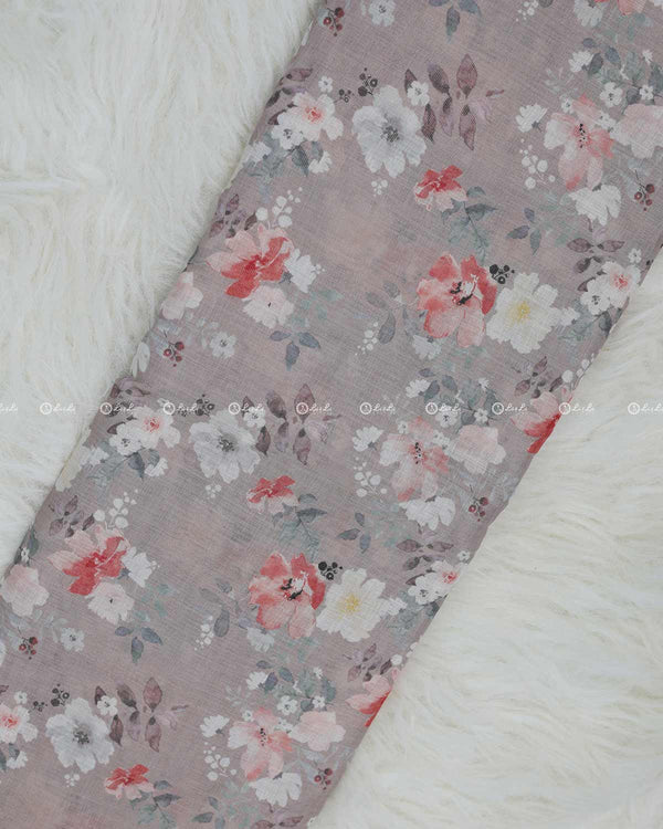 Ashes of Roses Cotton  Printed Linen Fabric