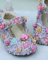 Floral Garden Embellished Toe Ballerina for Girls