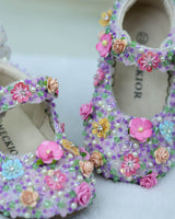 Floral Garden Embellished Toe Ballerina for Girls