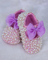 Embellished Round Toe Ballerina for Girls-Lavender