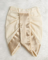 Tissue Colour Sleeveless Jacket With Peacock Feather Embroidery And Ivory Dhoti