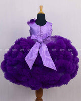 Lavender and Purple Frilled Party Wear Gown with Flower Detailing