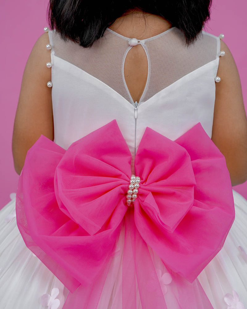 Kids Pink Gradient Rosette Ball Gown Online | Ball Gown For Kids