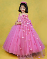 Kids Wild Rose Pink Shade Ball Gown | Premium Quality Kids Wear Online in India