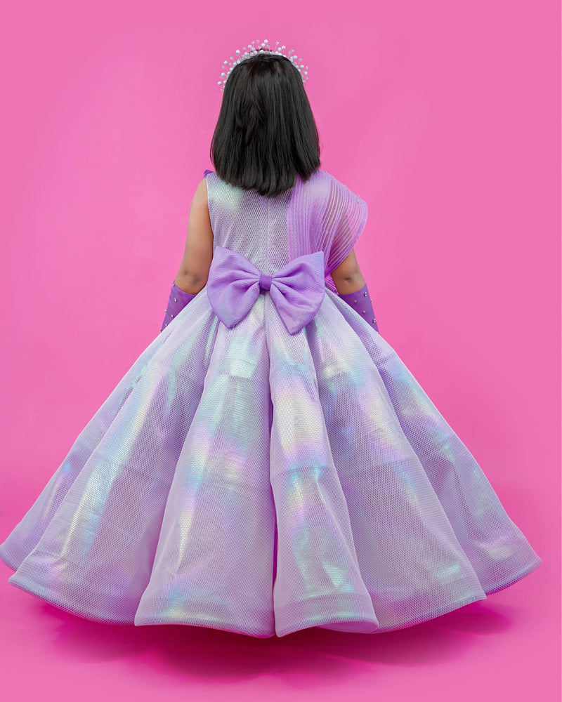 Kids Lavender Rainbow Shimmer Panel Gown Online | Buy Designer Party Wear Gowns Online