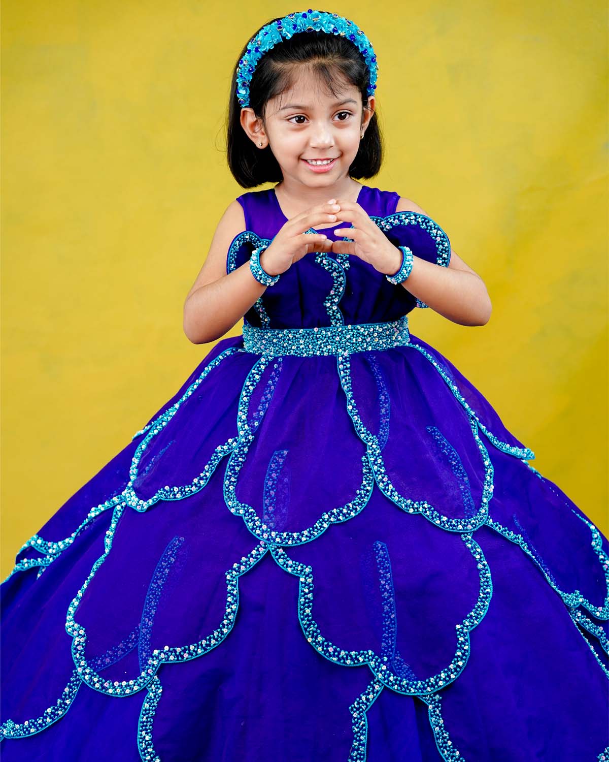 Kids Blue Petal Gown | Kid's Party Wear Frocks Online www.liandli.in Kids Blue Petal Gown | Kid's Party Wear Frocks Online www.liandli.in