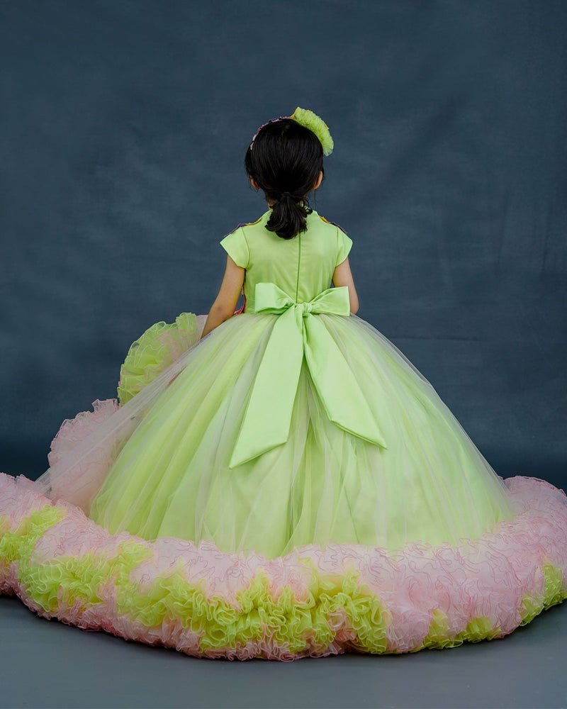 Kids Light Green and Pink Floral Theme Gown Online | Kids Floral Dress Online www.liandli.in Kids Light Green and Pink Floral Theme Gown Online | Kids Floral Dress Online www.liandli.in