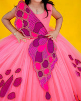 Kids Flamingo Pink Gown Online | Kids Designer Wear Online