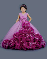 Lilac with Deep Magenta Couture Gown Online | Kids Party Wear Gowns Online