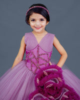 Lilac with Deep Magenta Couture Gown Online | Kids Party Wear Gowns Online