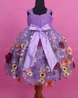 Lavender Embroidery Ball Gown with Weaving Yoke Pattern and Highlighted Handwork.