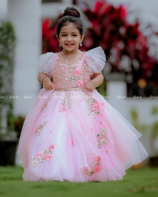 Icy Pink Gown with Intricate Handworks