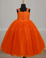 Monarch Butterfly Deep Orange Theme Gown in Orange Color with Detachable Wings and Belt